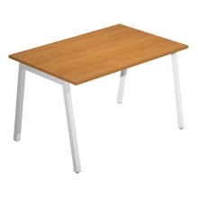 Scrivania lineare Easy struttura bianca gambe inclinate 120X80cm piano noce chia