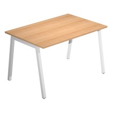 Scrivania lineare Easy struttura bianca gambe inclinate 120X80cm piano faggio