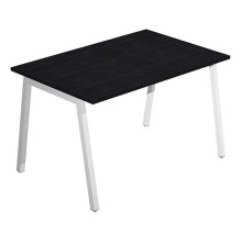 Scrivania lineare Easy struttura bianca gambe inclinate 120X80cm nero venato