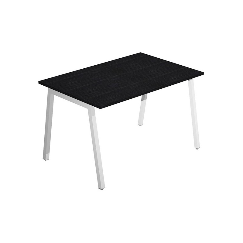 Scrivania lineare Easy struttura bianca gambe inclinate 120X80cm nero venato