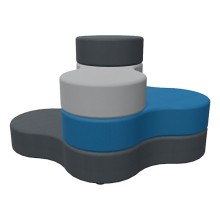 Pouf a 4 moduli abbinati grigio blu e nero Piqueras y Crespo