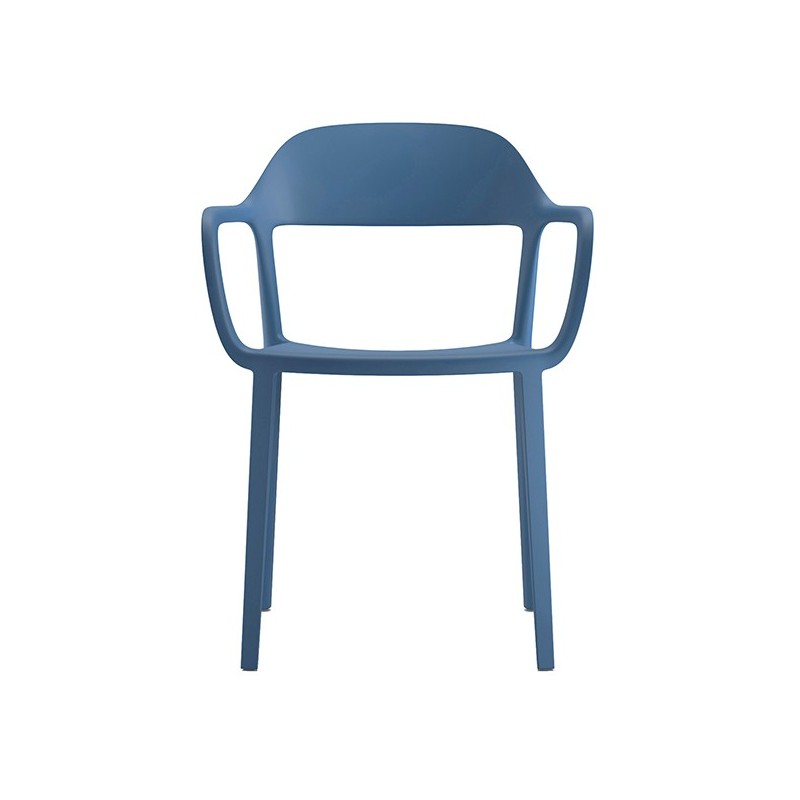 Seduta attesa Mina con braccioli  in PP blu