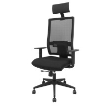 Seduta operativa Horna c/braccioli e poggiatesta in tessuto nero Piqueras y Cres