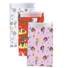 Blister 2pz sacchetto carta c/patella adesiva 36x50+5cm fantasie assortite Sadoc