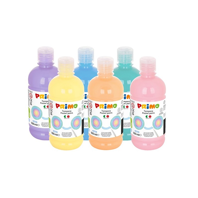 Box 6 tempera colori pastel 500ml colori assortiti PRIMO