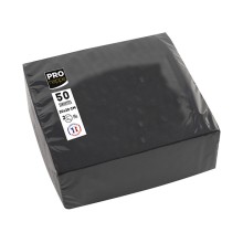 Conf 50 tovaglioli cocktail 2 veli 20x20cm carta nero Pro Nappe