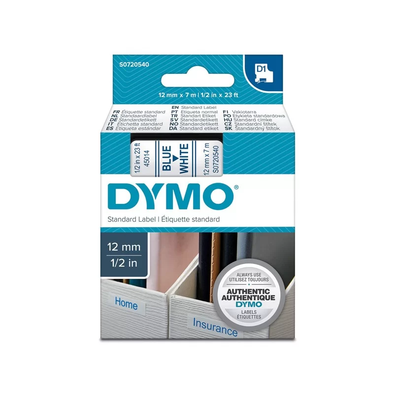 NASTRO DYMO TIPO D1 (12MMX7M) BLU/BIANCO 450140