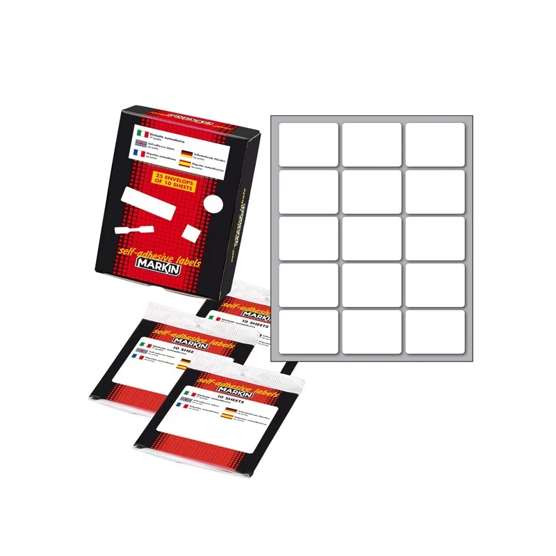 Etichetta adesiva bianca 37x27mm (10fogli x 15etichette) Markin (Conf.25)