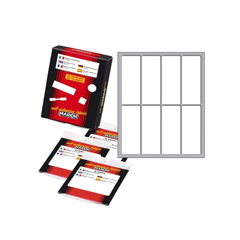 Etichetta adesiva bianca 70x27mm (10fogli x 8etichette) Markin (Conf.25)