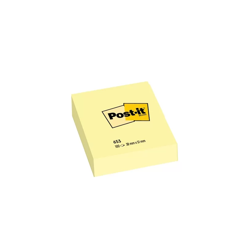 BLOCCO 100fg Post-it® Giallo Canary™ 38x51mm 653 (Conf.12)
