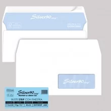 25 buste SILVER90 STRIP FSC® bianca internografata c/finestra110x230mm90gr Pigna