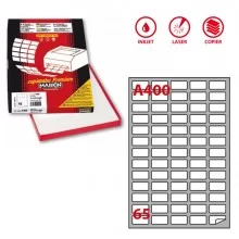 Etichetta adesiva A/400 bianca 100fg A4 38,1x21,2mm (65eti/fg) Markin