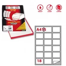 Etichetta adesiva A/415 bianca 100fg A4 63,5X46,6mm (18eti/fg) Markin