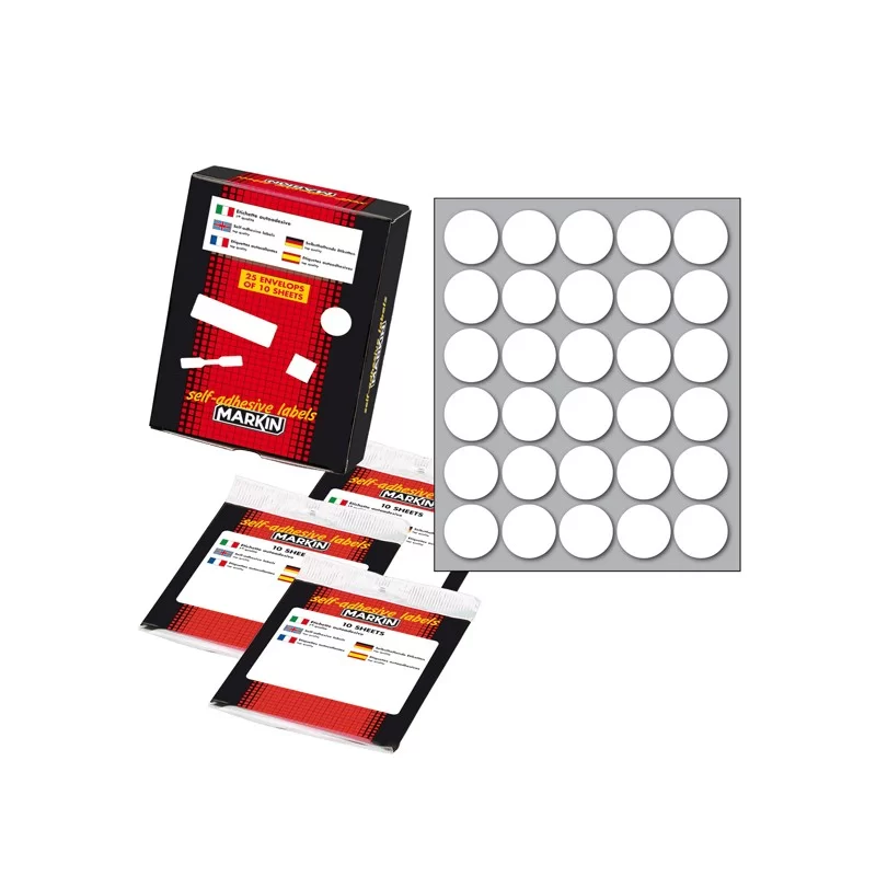 Etichetta adesiva bianca tonda Ø22mm (10fogli x 30etichette) Markin