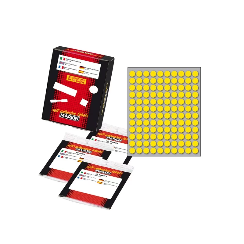 Etichetta adesiva giallo tonda Ø10mm (10fogli x 120etichette) Markin