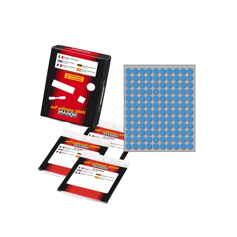 Etichetta adesiva blu tonda Ø10mm (10fogli x 120etichette) Markin