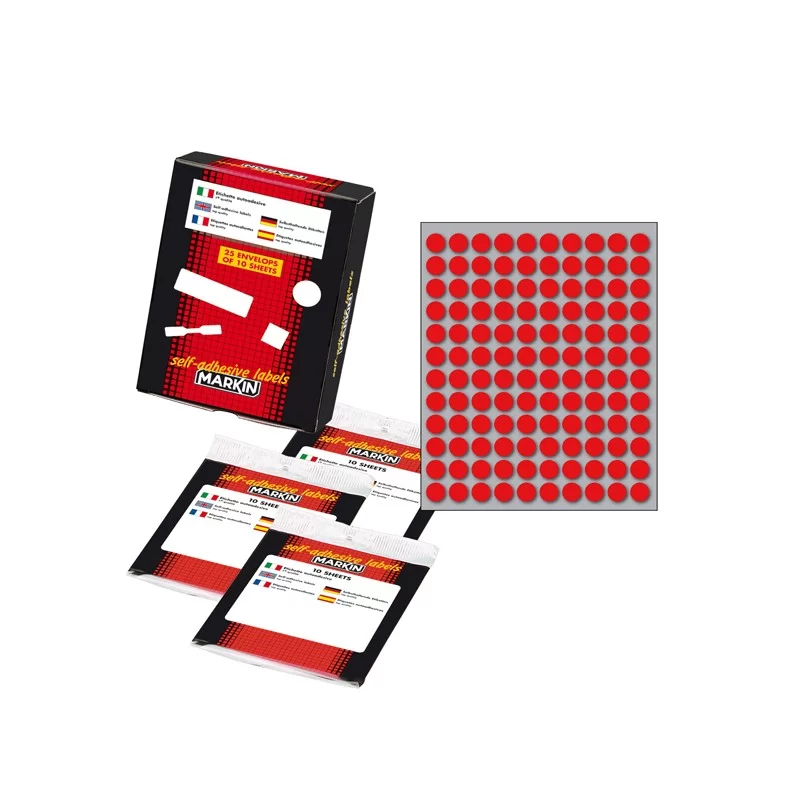 Etichetta adesiva rosso tonda Ø10mm (10fogli x 120etichette) Markin