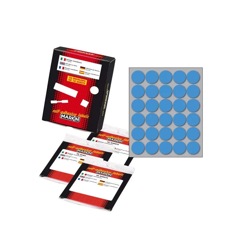 Etichetta adesiva blu tonda Ø22mm (10fogli x 30etichette) Markin