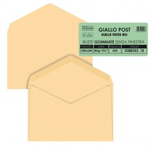 500 buste GIALLO POSTALE gommata carta riciclata FSC® 180x240mm 80gr Pigna