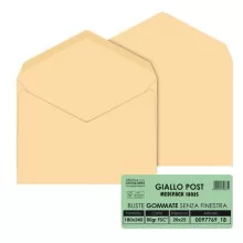 25 buste GIALLO POSTALE gommata carta riciclata FSC® 180x240mm 80gr Pigna