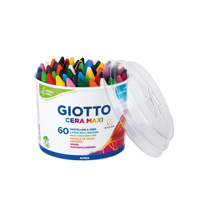 BARATTOLO 60 PASTELLI CERA MAXI 100mm ø 11.5mm GIOTTO