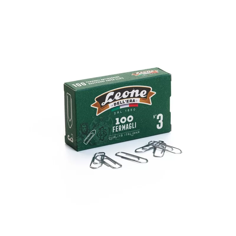 SCATOLA 100 FERMAGLI N.3 MM28 ZINCATI ANTIRUGGINE LEONE (Conf.10)
