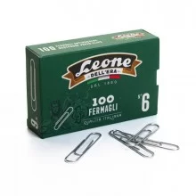 SCATOLA 100 FERMAGLI N.6 MM58 ZINCATI ANTIRUGGINE LEONE (Conf.10)