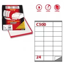 Etichetta adesiva C/500 bianca rimov. 100fg A4 70x36mm (24et/fg) Markin