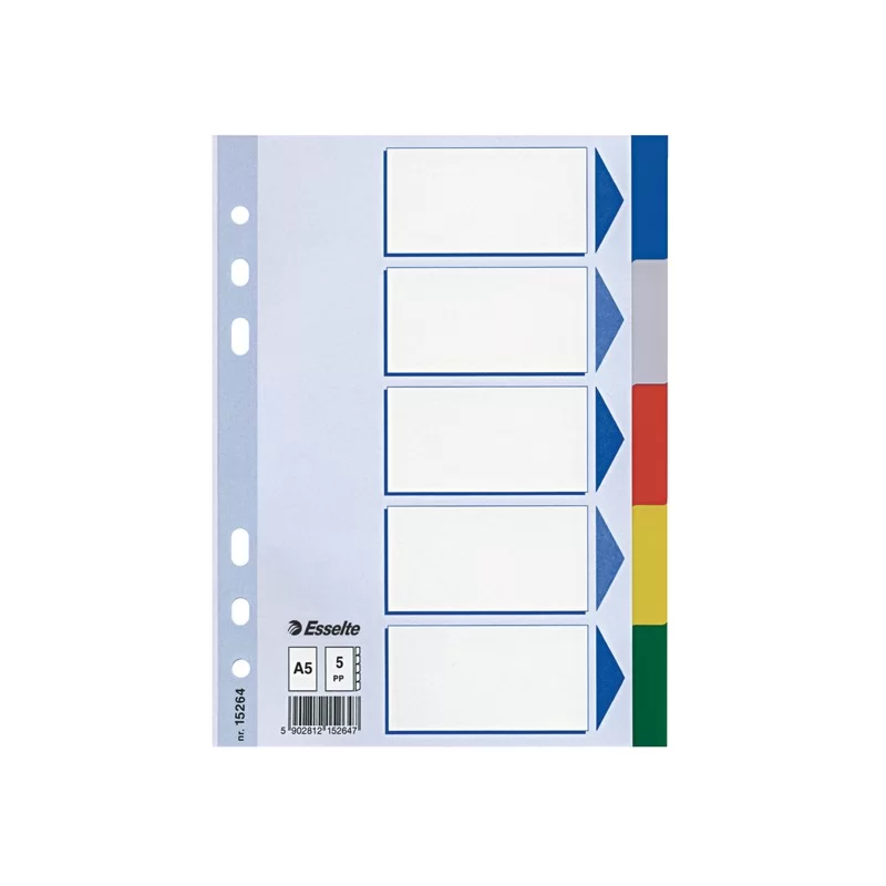 Separatore neutro in PPL 5 tasti colorati f.to A5 ESSELTE