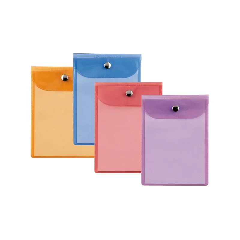 BUSTA CON BOTTONE PRESS 7 COLOR 18X24CM - ASSORTITE (Conf.40)
