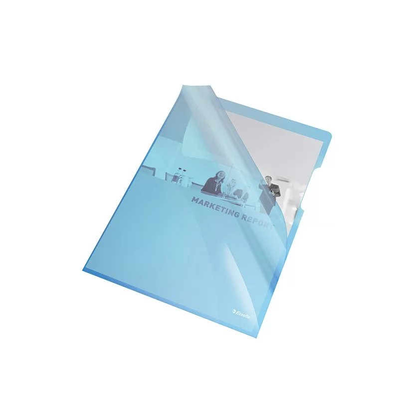 25 CARTELLINE A L 21X29,7 PVC LISCIA CRISTALLO BLU ESSELTE