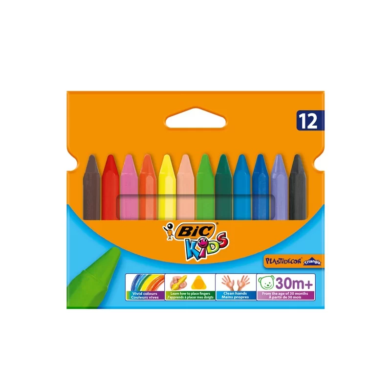 ASTUCCIO 12 PASTELLI KIDS PLASTIDECOR TRIANGLE BIC