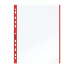 10 BUSTE FORATE 21x29.7cm C/BANDA COLORE ROSSO 01/0165