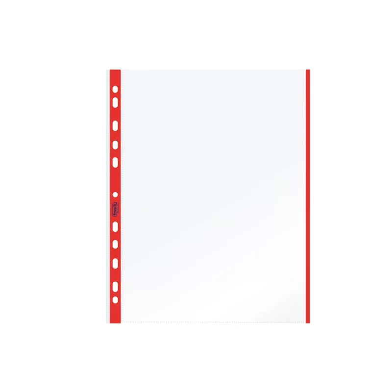 10 BUSTE FORATE 21x29.7cm C/BANDA COLORE ROSSO 01/0165