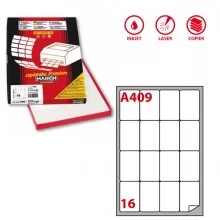 Etichetta adesiva A/409 bianca 100fg A4 47,7X70mm (16eti/fg) Markin