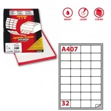 Etichetta adesiva A/407 bianca 100fg A4 47,5X35mm (32eti/fg) Markin