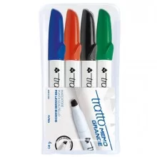 BUSTA 4 PENNARELLI A SECCO TRATTO MEMO PuntaScalpello PER LAVAGNA FUORI CATALOGO