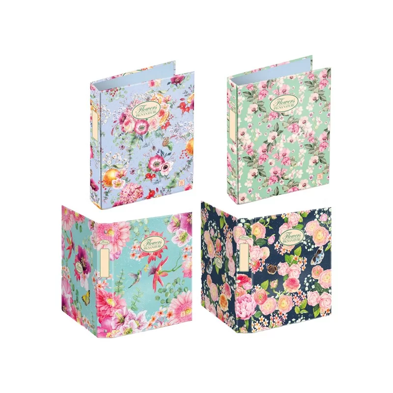 Raccoglitore a 4 anelli Pigna Nature Flowers 27X32cm anelli 30mm (Conf.5)