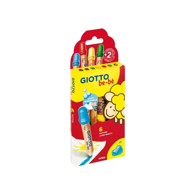 Astuccio 6 supermatitoni lavabili c/temperino GIOTTO BeBE'