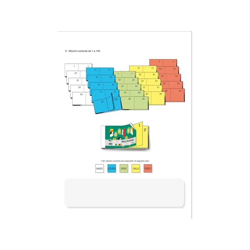 BLOCCO NUMERATO 1-100 2 SEZ. 6X13 E5406NEW (Conf.10)