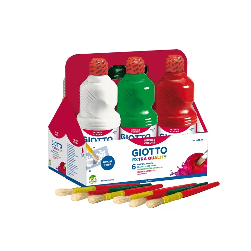 SCHOOLPACK 6 FLACONI TEMPERA PRONTA 1000ML ASSORTITA GIOTTO