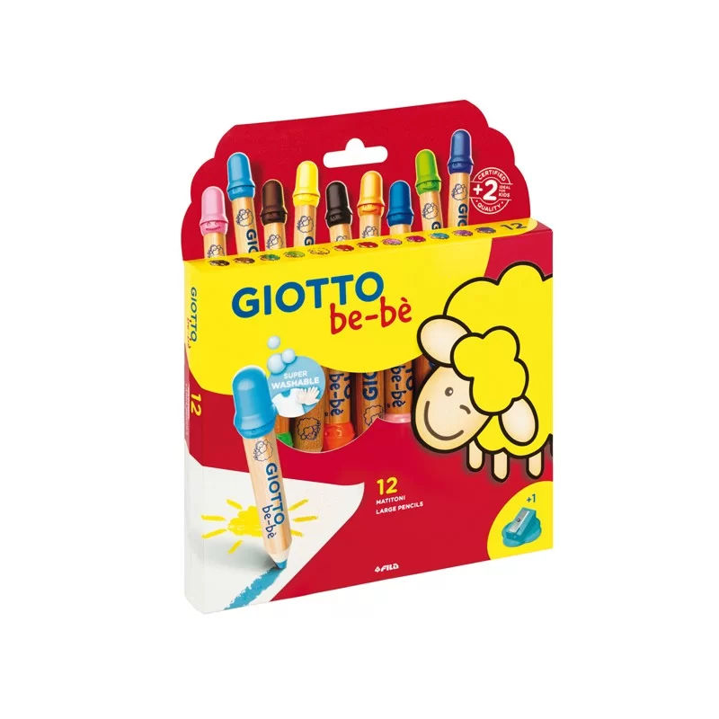 Astuccio 12 supermatitoni lavabili c/temperino GIOTTO BeBE'