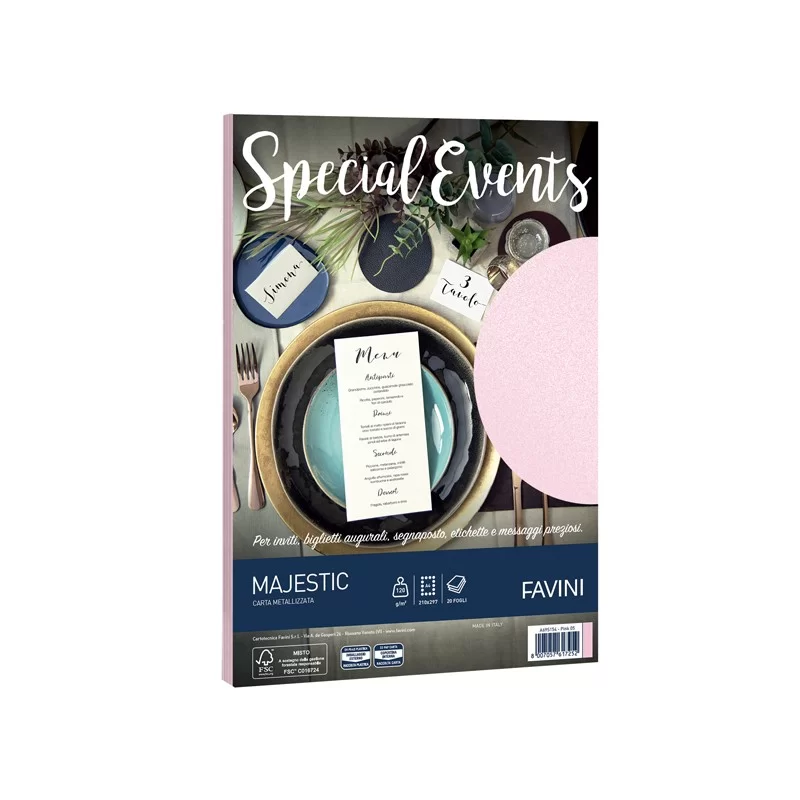 Carta metallizzata SPECIAL EVENTS A4 20fg 120gr rosa FAVINI
