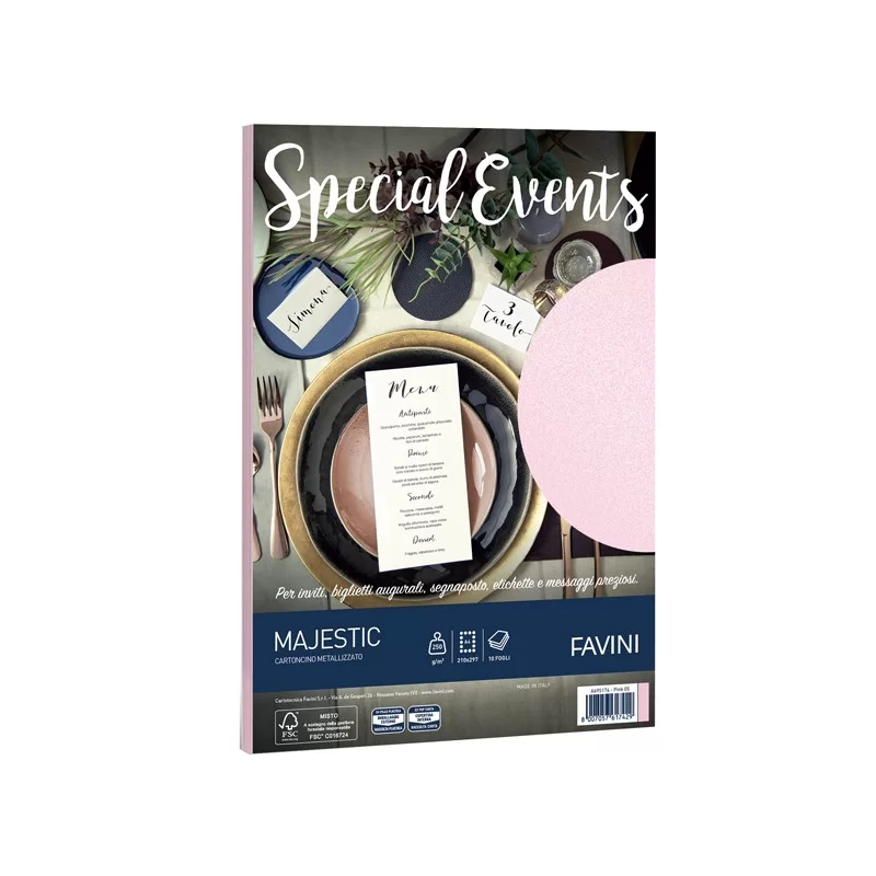 Carta metallizzata SPECIAL EVENTS A4 10fg 250gr rosa FAVINI