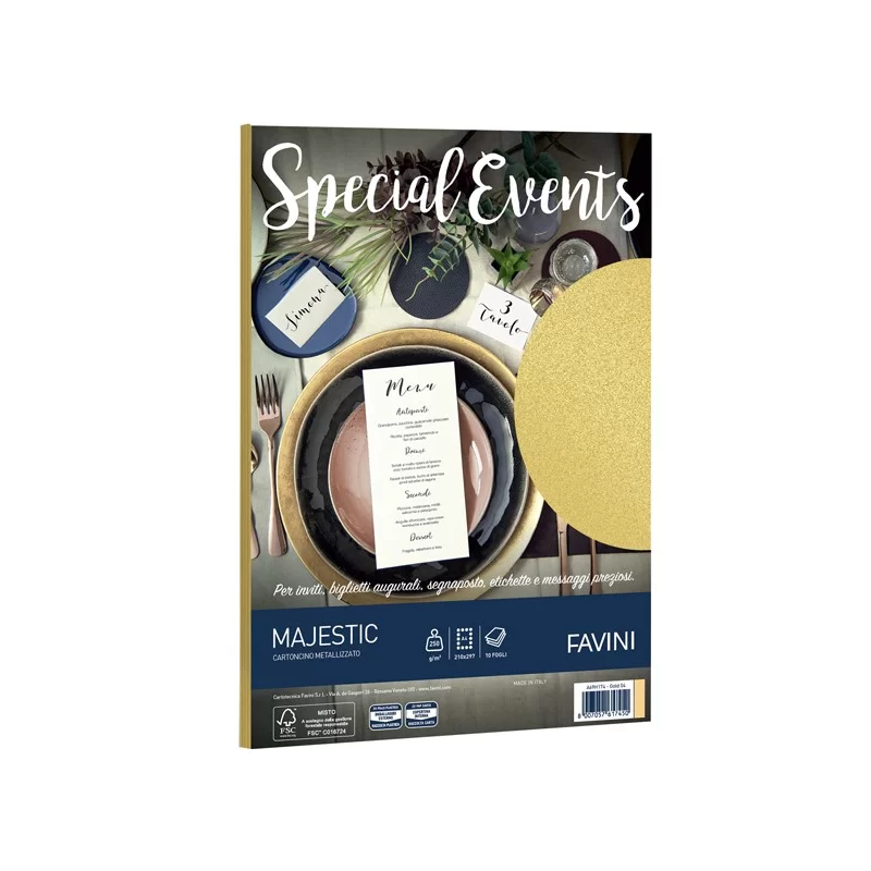 Carta metallizzata SPECIAL EVENTS A4 10fg 250gr oro FAVINI