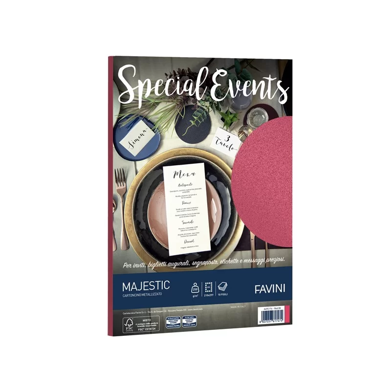 Carta metallizzata SPECIAL EVENTS A4 10fg 250gr rosso FAVINI