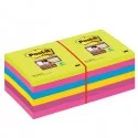 BLOCCO 90foglietti Post-it® Super Sticky 76x76mm ULTRACOLOR 654-12SSUCC (Conf.12)
