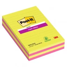 BLOCCO 45foglietti Post-it® Super Sticky 127x203mm righe ULTRACOLOR 5845-4SSUC (Conf.4)