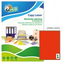Etichetta adesiva LP4F rosso fluo 70fg A4 210x297mm (1et/fg) Tico FUORI CATALOGO
