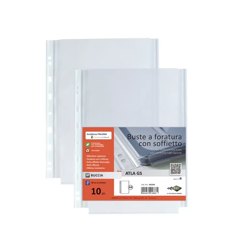 10 buste forate ATLA GS 21x29,7cm c/soffietto BA SEI ROTA